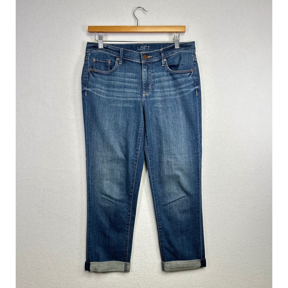 Ann Taylor LOFT Modern Cuffed Crop Jeans Blue Denim Size 28 6